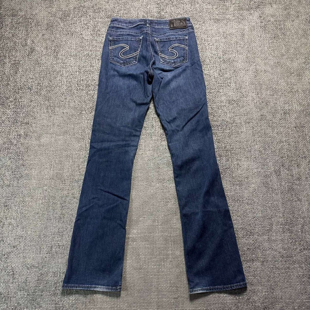 Silver Jeans Co Suki Mid Slim Bootcut Jeans Womens 25 Dark Wash Contrast Stitch